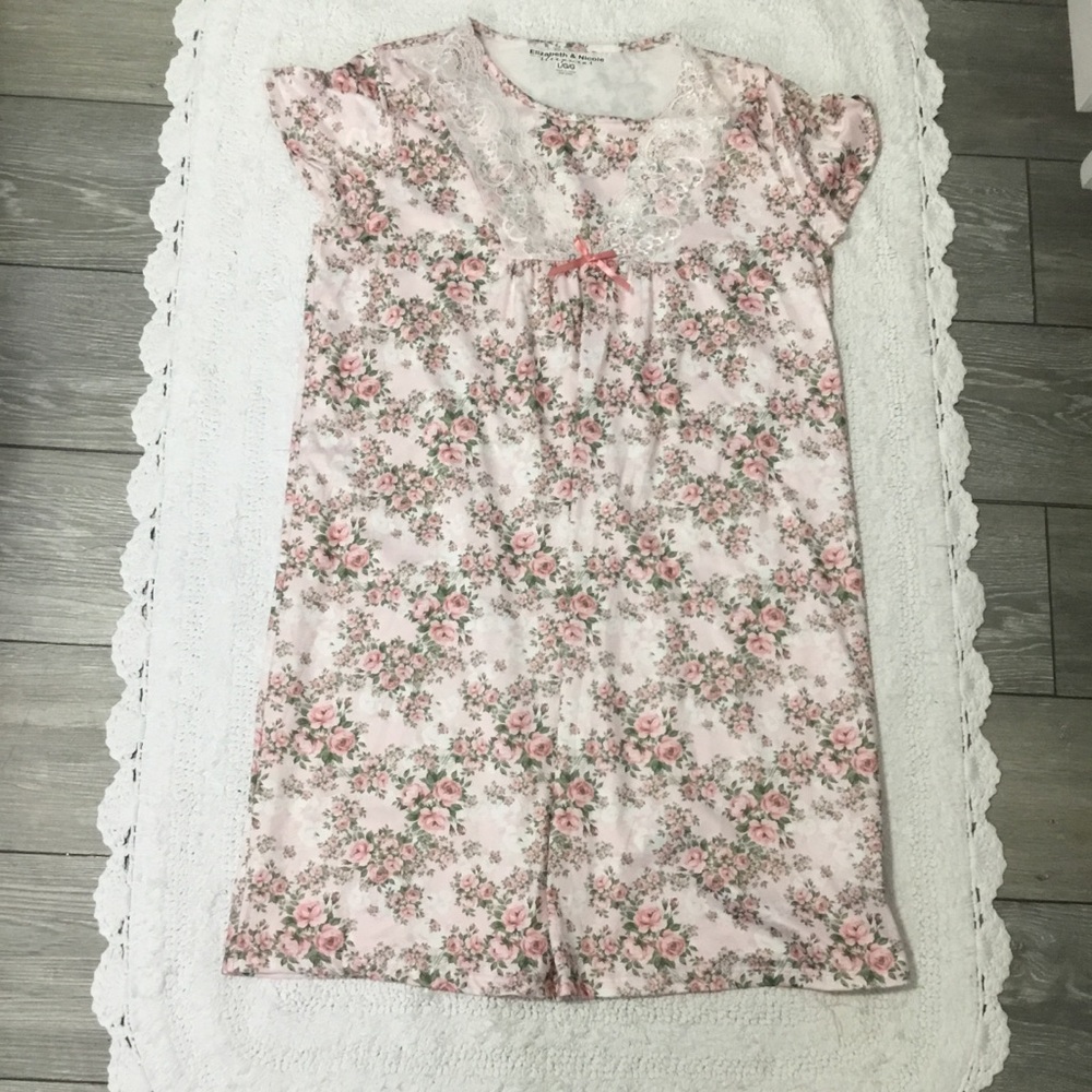 Elizabeth & Nicole Sleepwear CottageCore ShabbyChic Floral Nightgown size L
